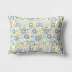Printed Cotton with Embroidery Lumbar Throw Pillow - Room Essentials™ Blue -Outlet The Casa Gleam Store GUEST 01186337 fd7b 47bb 864f dea6b7165d70