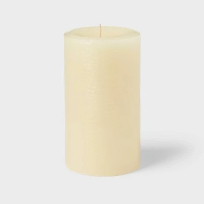 7" x 4" Unscented Pillar Candle Cream - Room Essentials™ 4 7" x 4" Unscented Pillar Candle Cream - Room Essentials™ - Image 2