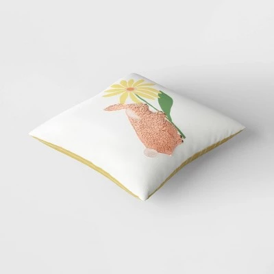 Square Bunny and Flower Throw Pillow - Room Essentials™ 4 Square Bunny and Flower Throw Pillow - Room Essentials™ - Image 2