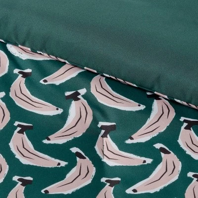 Microfiber Reversible Banana Print Comforter Dark Green - Room Essentials™ 7 Microfiber Reversible Banana Print Comforter Dark Green - Room Essentials™ - Image 5