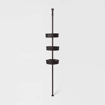 Steel Corner Tension Pole Caddy - Room Essentials™ Black 6 Steel Corner Tension Pole Caddy - Room Essentials™ Black - Image 4