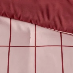 Grid Print Reversible Decorative Comforter Set with Throw - Room Essentials™ Light Pink/maroon -Outlet The Casa Gleam Store GUEST 21062395 39d8 4b74 a099 c20f856d3e6c