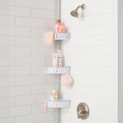 Steel Corner Tension Pole Caddy - Room Essentials™ Black 3 Steel Corner Tension Pole Caddy - Room Essentials™ Black