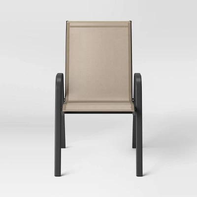 Sling Outdoor Patio Dining Chairs Stacking Chairs Brown - Room Essentials™ 4 Sling Outdoor Patio Dining Chairs Stacking Chairs Brown - Room Essentials™ - Image 2