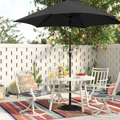 9' Round Outdoor Patio Market Umbrella with Black Pole - Room Essentials™ 3 9' Round Outdoor Patio Market Umbrella with Black Pole - Room Essentials™