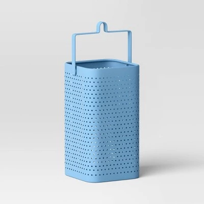 10"x5.93" Pillar Iron Outdoor Lantern Candle Holder - Room Essentials™ Blue 8 10"x5.93" Pillar Iron Outdoor Lantern Candle Holder - Room Essentials™ Blue - Image 6