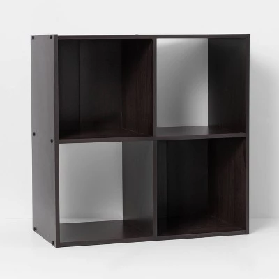 4 Cube Decorative Bookshelf - Room Essentials™ Brown 4 4 Cube Decorative Bookshelf - Room Essentials™ Brown - Image 2