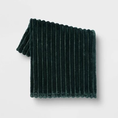 Ribbed Plush Throw Blanket - Room Essentials™ Dark Green 8 Ribbed Plush Throw Blanket - Room Essentials™ Dark Green - Image 6