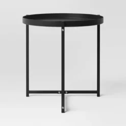 Steel Round Tray Top Outdoor Portable Side Table Black - Room Essentials™ -Outlet The Casa Gleam Store GUEST 4c6c42ec cf37 4704 96b6 c2051674f83b