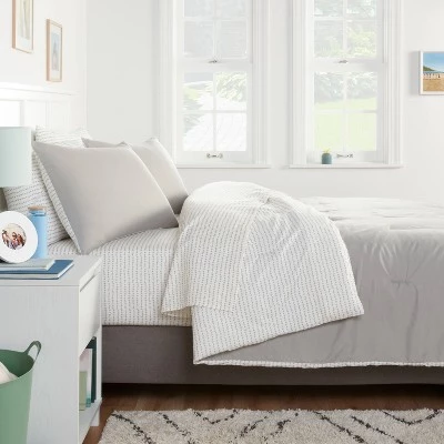 Solid Microfiber Comforter & Sheets Set - Room Essentials™ Navy/gray 3 Solid Microfiber Comforter & Sheets Set - Room Essentials™ Navy/gray