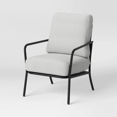 2pc Metal Mesh Outdoor Patio Chairs with Double Cushions, Club Chairs Black - Room Essentials™ 4 2pc Metal Mesh Outdoor Patio Chairs with Double Cushions, Club Chairs Black - Room Essentials™ - Image 2