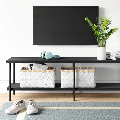 Wood and Metal TV Stand for TVs up to 60" - Room Essentials™ Black 3 Wood and Metal TV Stand for TVs up to 60" - Room Essentials™ Black