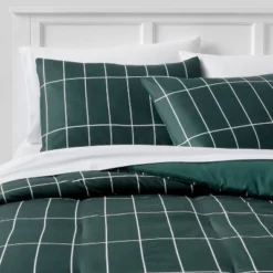 Grid Print Microfiber Reversible Comforter & Sheet Set Dark Green - Room Essentials™ 19 Grid Print Microfiber Reversible Comforter & Sheet Set Dark Green - Room Essentials™ -Outlet The Casa Gleam Store GUEST 52658d90 442c 4f77 95f8 b9cc7e5b7e67