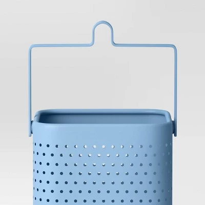 10"x5.93" Pillar Iron Outdoor Lantern Candle Holder - Room Essentials™ Blue 6 10"x5.93" Pillar Iron Outdoor Lantern Candle Holder - Room Essentials™ Blue - Image 4