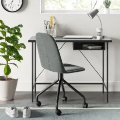 Wood and Metal Writing Desk with Storage - Room Essentials™ Black