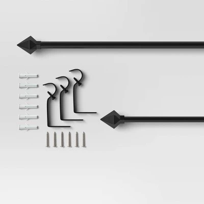 Café Faceted Pyramid Curtain Rod Black - Room Essentials™ 4 Café Faceted Pyramid Curtain Rod Black - Room Essentials™ - Image 2