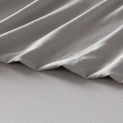 Full Garment Washed Microfiber Solid Sheet Set Gray - Room Essentials™ 4 Full Garment Washed Microfiber Solid Sheet Set Gray - Room Essentials™ - Image 2
