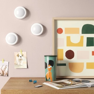 3pk 3" RGB Novelty Wall Lights with Remote Control - Room Essentials™ 4 3pk 3" RGB Novelty Wall Lights with Remote Control - Room Essentials™ - Image 2