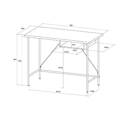 Wood and Metal Writing Desk with Storage - Room Essentials™ Black 5 Wood and Metal Writing Desk with Storage - Room Essentials™ Black - Image 3