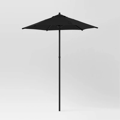 6' Round Outdoor Patio Market Umbrella with Black Pole - Room Essentials™ 8 6' Round Outdoor Patio Market Umbrella with Black Pole - Room Essentials™ - Image 6