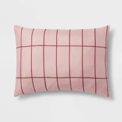 Grid Print Reversible Decorative Comforter Set with Throw - Room Essentials™ Light Pink/maroon -Outlet The Casa Gleam Store GUEST 74521afd 2365 4ec4 b41f 86517c2e0b6c