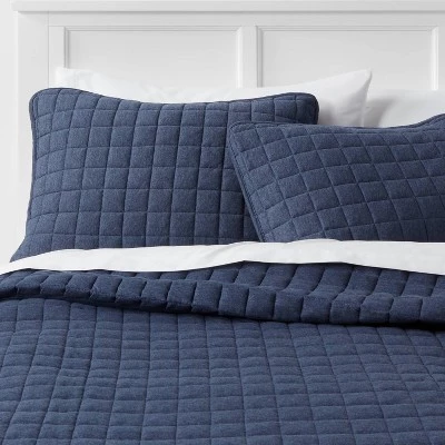 Standard Jersey Quilt Sham - Room Essentials™ Navy 3 Standard Jersey Quilt Sham - Room Essentials™ Navy