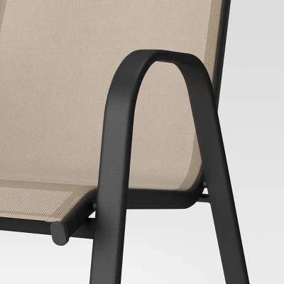 Sling Outdoor Patio Dining Chairs Stacking Chairs Brown - Room Essentials™ 6 Sling Outdoor Patio Dining Chairs Stacking Chairs Brown - Room Essentials™ - Image 4