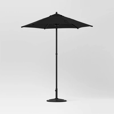 6' Round Outdoor Patio Market Umbrella with Black Pole - Room Essentials™ 4 6' Round Outdoor Patio Market Umbrella with Black Pole - Room Essentials™ - Image 2