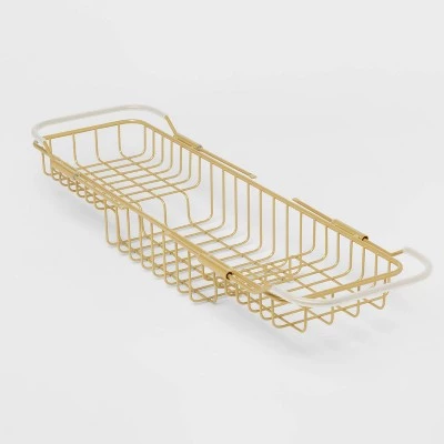 Metal Bathtub Tray with Expandable Arms Brass - Room Essentials™ 4 Metal Bathtub Tray with Expandable Arms Brass - Room Essentials™ - Image 2