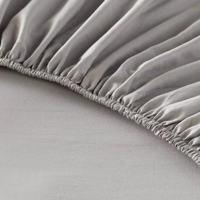 Full Garment Washed Microfiber Solid Sheet Set Gray - Room Essentials™ 5 Full Garment Washed Microfiber Solid Sheet Set Gray - Room Essentials™ - Image 3