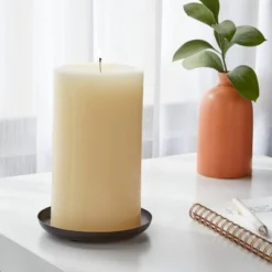 7" x 4" Unscented Pillar Candle Cream - Room Essentials™