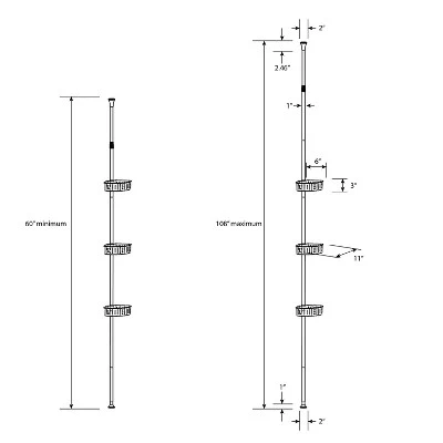 Steel Corner Tension Pole Caddy - Room Essentials™ Black 5 Steel Corner Tension Pole Caddy - Room Essentials™ Black - Image 3