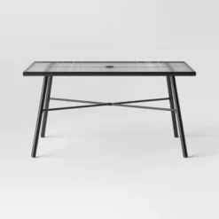 Glass Rectangle 6 Person Outdoor Patio Dining Table Black - Room Essentials™ -Outlet The Casa Gleam Store GUEST d6c38748 c5a6 4629 97e0 ac4d13a54a0d