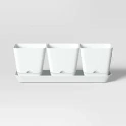 4pc Square Indoor Outdoor 3 Planter Pots with 1 Saucer 12.2"x4" - Room Essentials™ Black -Outlet The Casa Gleam Store GUEST e485f92c 0df8 48b1 a7a6 d3d576a2c696