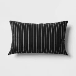 10"x17" Pin Stripe Rectangular Outdoor Lumbar Pillow - Room Essentials™ Black -Outlet The Casa Gleam Store GUEST e6be9f1f 3102 4785 941c 97cace1cf76e